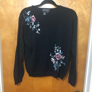 Black Sweater with flower embroidery